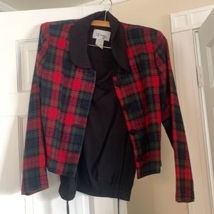 Plaid suit with black skirt